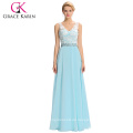 Grace Karin Full-Length ärmellosen V-Ausschnitt New Party Kleider Lange Chiffon Light Blue Abendkleid 8 Größe US 2 ~ 16 GK000039-1